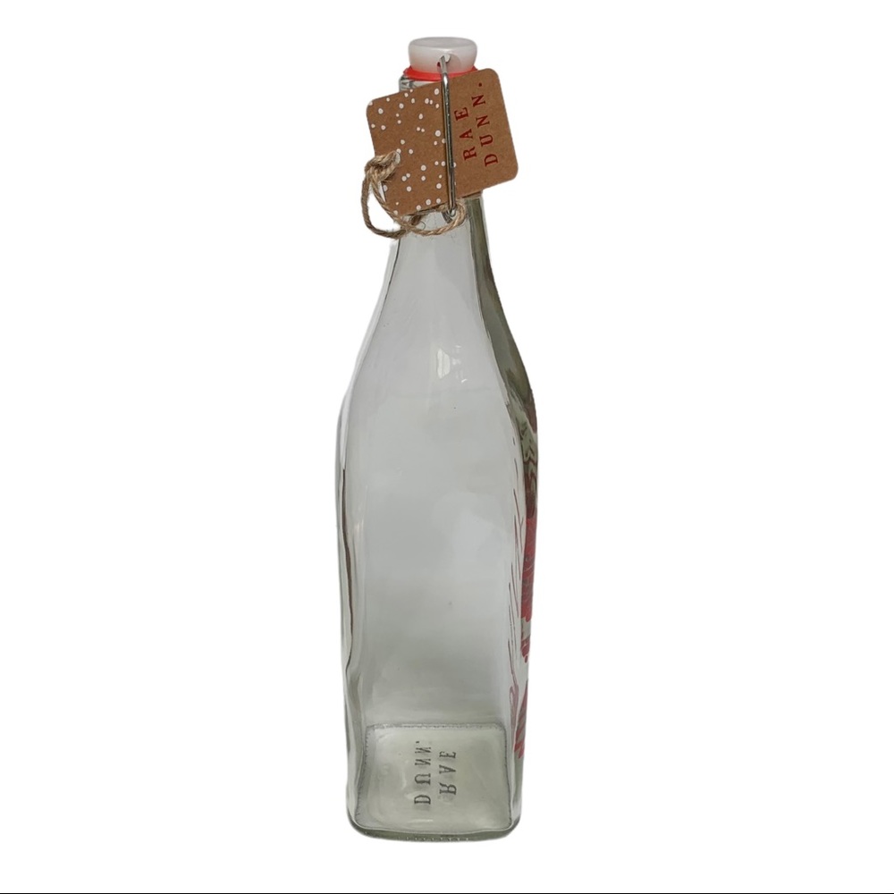 Rae Dunn DRINK Clear Glass Bottle Bail & Trigger Closure Red Letters NWT 2017 - Picture 6 of 11
